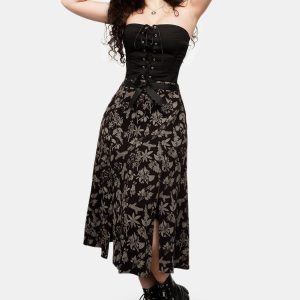 POISONOUS PLANT SPLIT MIDI SKIRT