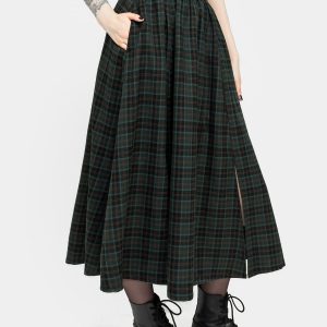 Nightingale Buckled Check Midi Skirt