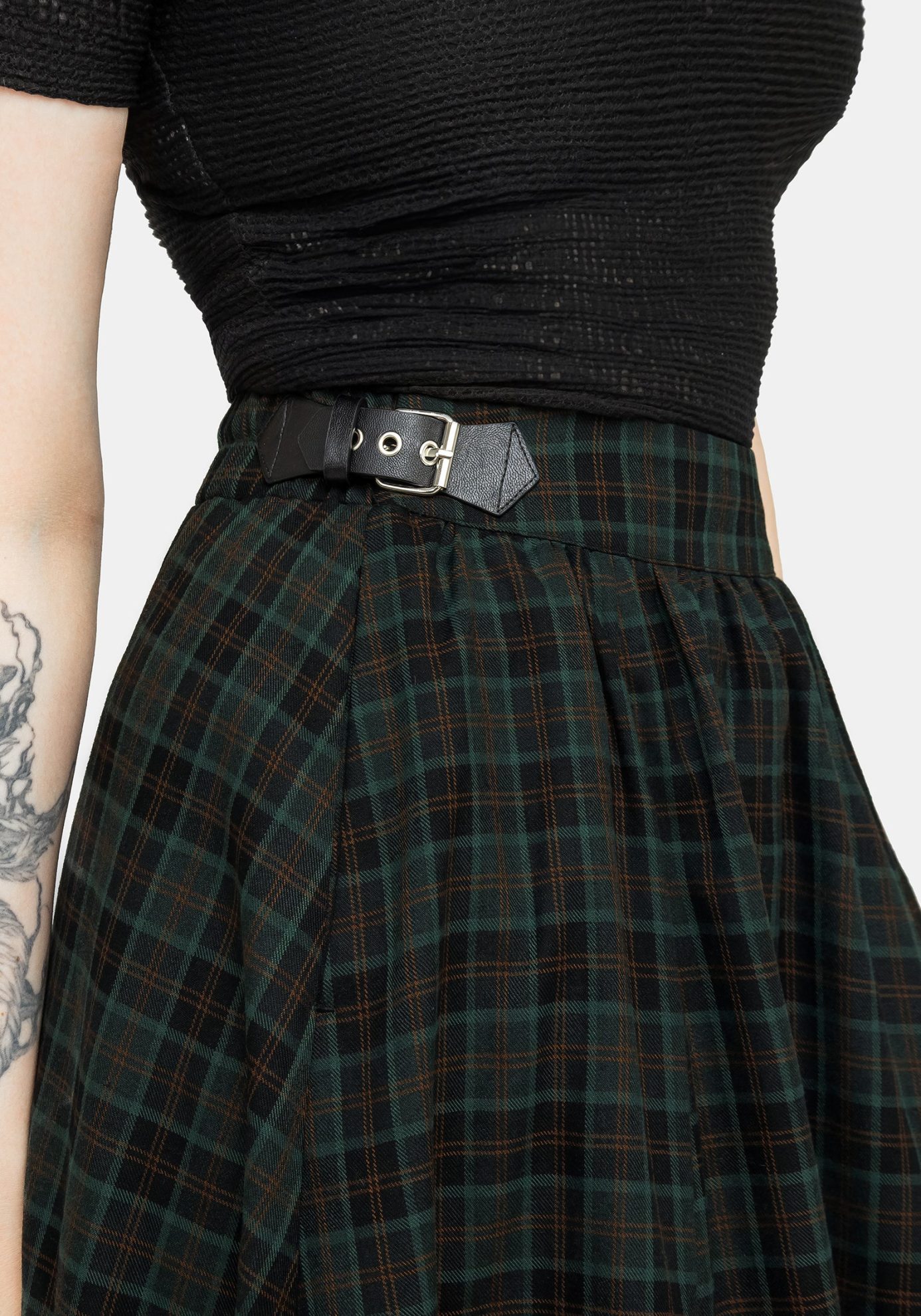 Nightingale Buckled Check Midi Skirt - Image 2