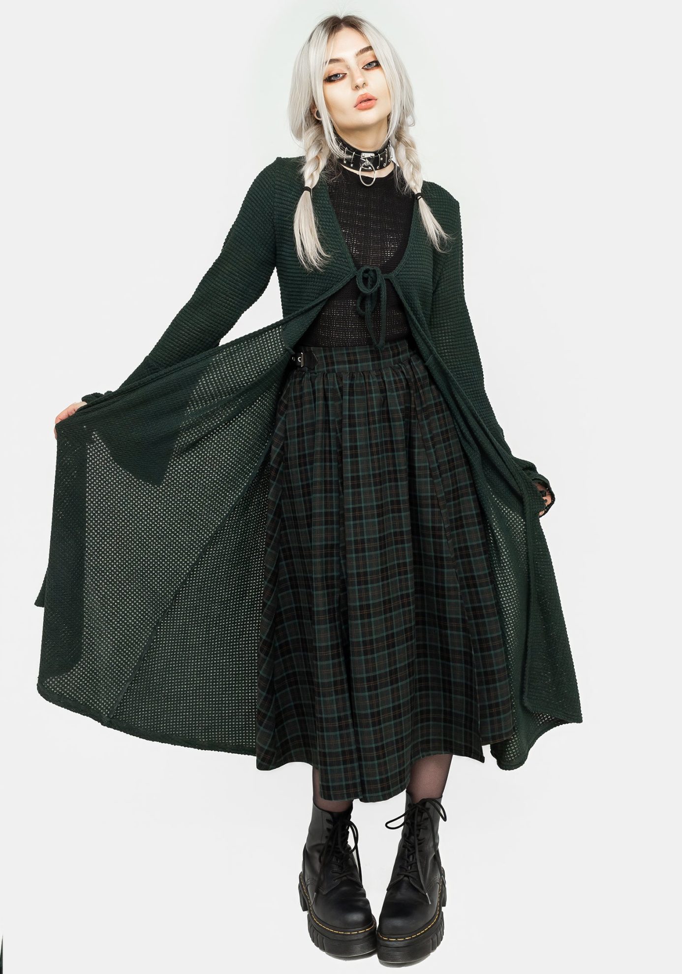 Nightingale Buckled Check Midi Skirt - Image 9