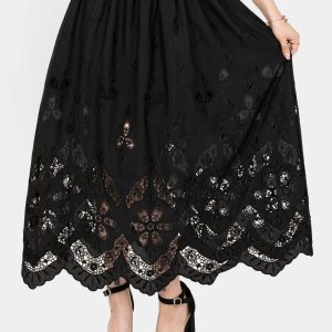 Maple Broderie Hem Maxi Skirt